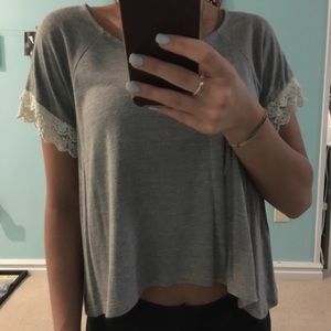Cute grey loose crop top